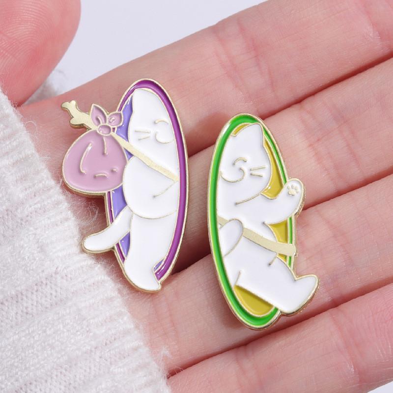 Cartoon Ocean Animal Metal Enamel Brooch Featuring Whimsical Whale Rabbit And Cat Designs For Stylish Fashion Accessories