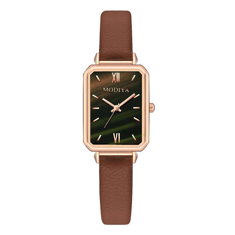 Niche Women's Small Green Retro Square Quartz Student Watch