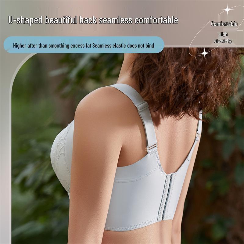 Women's Wirefree Full Coverage Push-Up Lace Minimizer Bra with Side Support and Adjustable Straps