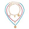 Holiday Style Starfish Fish Tail Scallop Shell Small Flower Necklace, Colored Rice Beads Imitation Pearl Collarbone Chain