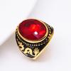 Vintage Gold Plated Ring for Men Oval Dragon Design with Zircon Stone Elegant Retro Jewelry
