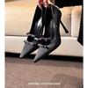 2025 Spring and Autumn new pointed black satin shallow mouth strap rhinestone high heels female fine heeled single shoes 9CM