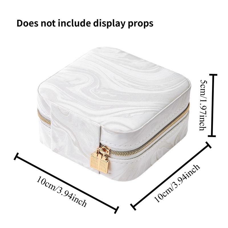 

1Pcs Jewelry Box Small Square Mini Zipper Portable Ring Necklace Storage Atmosphere Safe Material Home Decoration белый