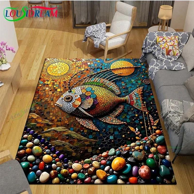 3D Lustige Kieselstein Dekor Teppich für Außenbalkon Garten Couchtisch Schlafzimmer Bereichsteppiche Küche Rutschfeste Fußmatte Teppich Geschenk