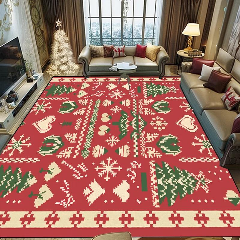 Weihnachtsteppich im amerikanischen Stil für Wohnzimmerdekoration Sofa Couchtisch Bereichsteppiche für Schlafzimmer Großer Bereich Bodenmatte Waschbar