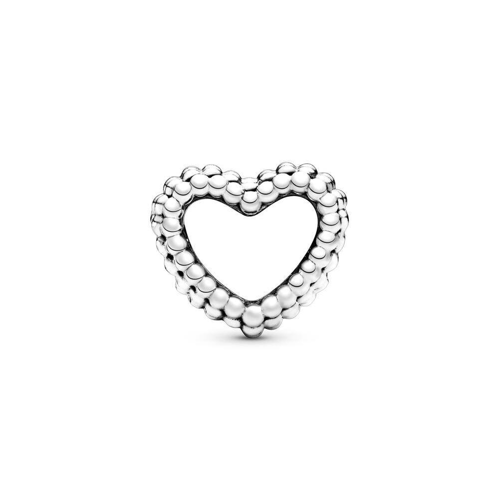 Charm Cœur Ouvert et Fleurs Roses, Charm Cœur Ouvert Perlé Argent SS925 Romantique Pour Bracelet Fabrication DIY Cadeau pour Amoureux