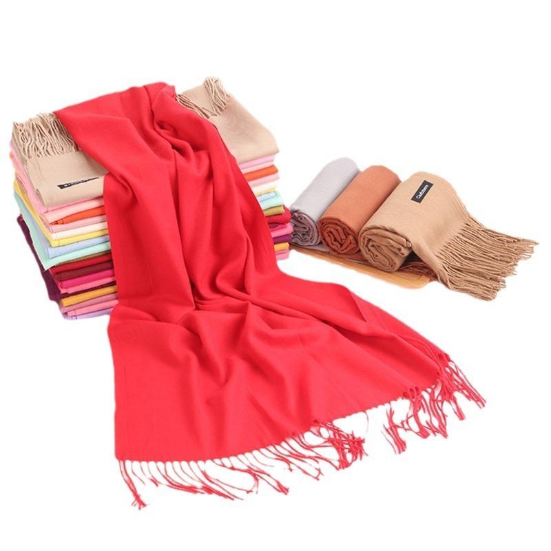 Solid color cashmere bristle scarf women's autumn and winter warm versatile gift shawl factory