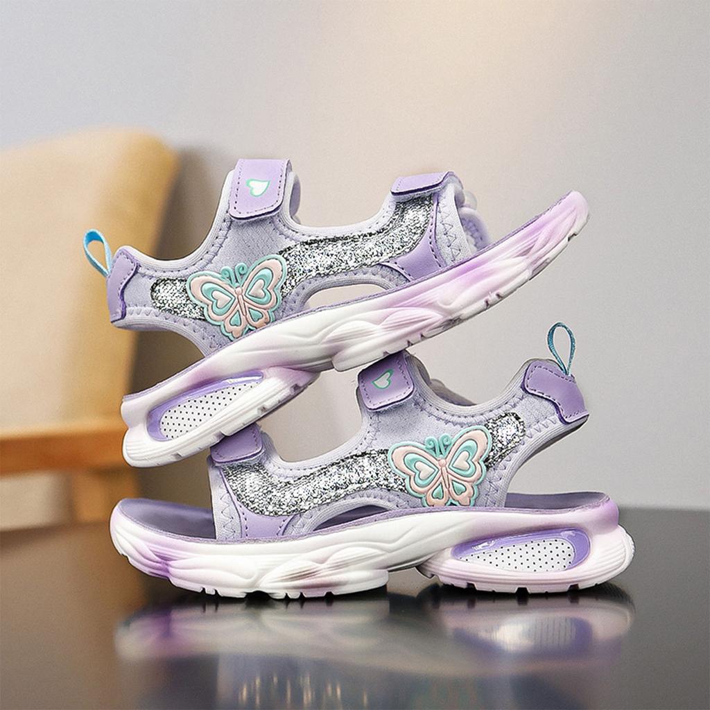 Summer Girls Pink Purple Sandals Children Open Toe Beach Sandals Non-Slip Soft Bottom Breathable Kids Student Sport Shoes