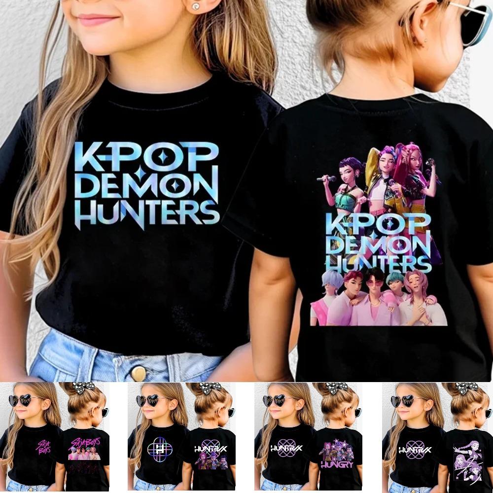 KPop Demon Hunters Kids Clothing Summer Cartoon Derpy Tiger Clothes Fashion Boys T-shirt Children's T-shirt Top