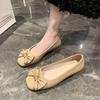 Fashion Female Shallow Mouth Flats Women's Bow 2025 Soft Soled Shoes Summer Slope Heel Super Soft Lazy Shoes Low Cut Comfort Ladies Flat