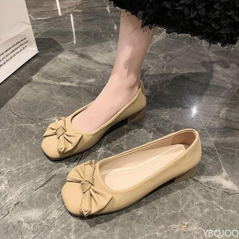 Fashion Female Shallow Mouth Flats Women's Bow 2025 Soft Soled Shoes Summer Slope Heel Super Soft Lazy Shoes Low Cut Comfort Ladies Flat