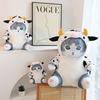 20cm Cow Sitting Cat Plush Toy Stuffed Soft Grey Brown Kitten Cartoon Animal Cosplay Cow Plushie Sweet Adorable Doll Gift