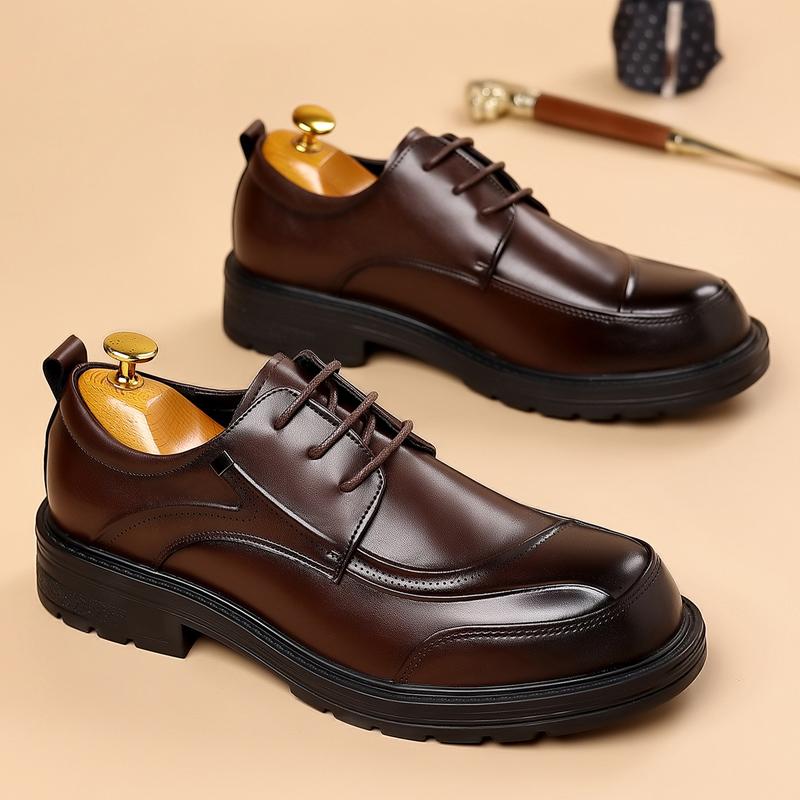 Spring and autumn trend men's business casual leather shoes lace-up big head formal men's leather shoes