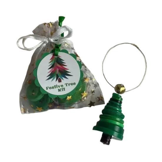 DIY Christmas Button Ornament Making Set Stacked Button Craft Kits Christmas Tree/Santa/Snowman/Angel Hanging Decoration
