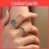 Bague Géométrique Élégante Vintage Creuse Zircon Vert Pour Femmes Taille Réglable