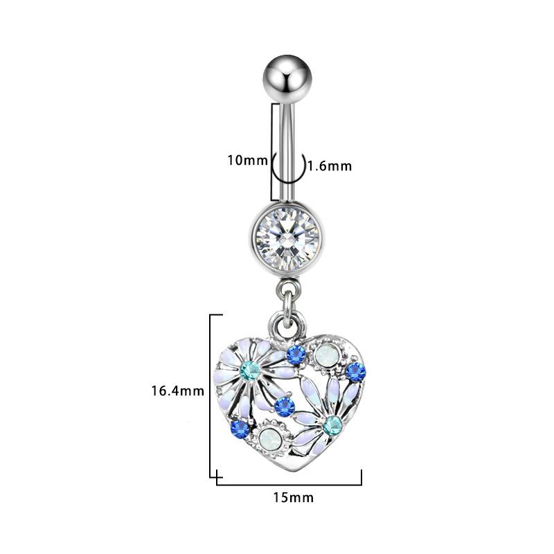 Simple Fashion Zircon Navel Ring Lady's Personalized Piercing Jewelry Heart Shaped Belly Button Ring Accessories