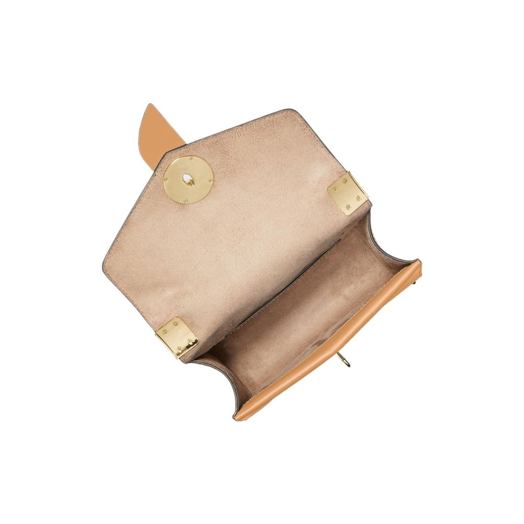 Michael Kors Mk Greenwich Letter Round Logo Chain Flap Leather Shoulder Crossbody Bag Small Women bags Peanut 32S1GGRC0L-174