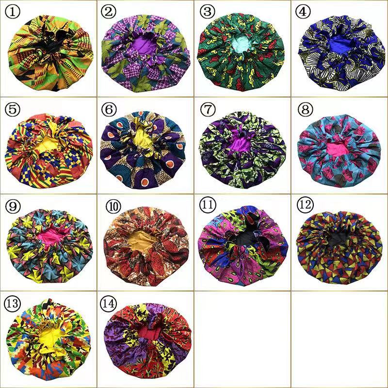 Double Layer Satin Bonnet Pattern Custom Bonnets Silk logo Woman Sleeping Hair Bonnet