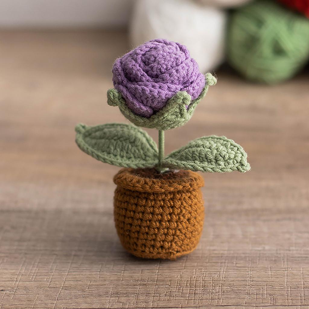 Háčkovaný slunečnicový košík Ručně pletené simulované slunečnice Květináčové ozdoby Sváteční dárky