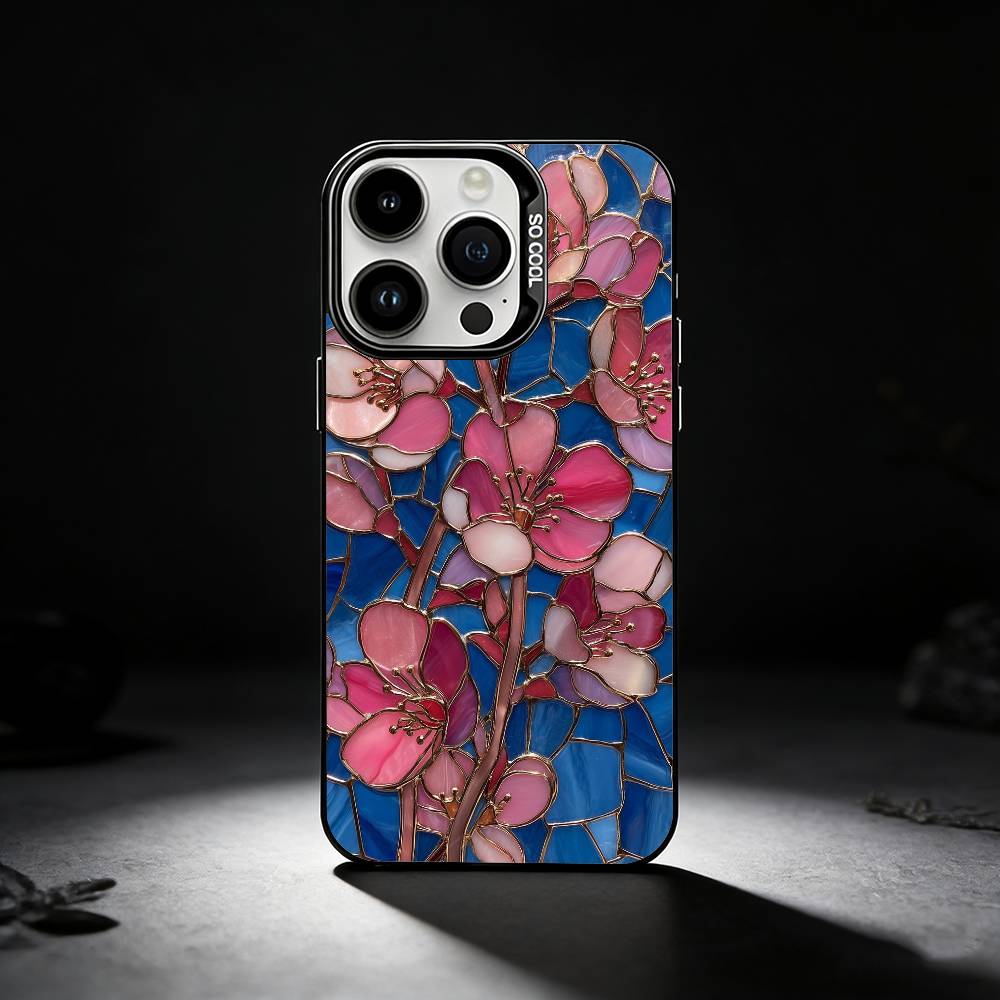 

Colorful Stained glassGlass Phone Case For iPhone 17,16,15,14,13,12,11 Plus,Pro Max,XS,Colored silver phone case iPhone17air