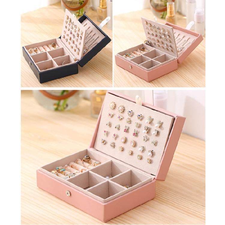 Portable Jewellery Box 2 Tier Jewellery Storage Cases Leather Jewelry for Women