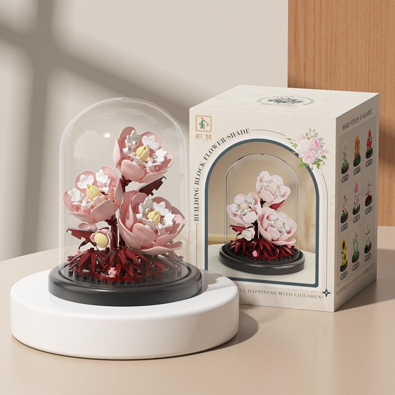 Plastic Plant Bonsai Building Blocks with Dust Cover Desktop Ornaments  Home Decoration