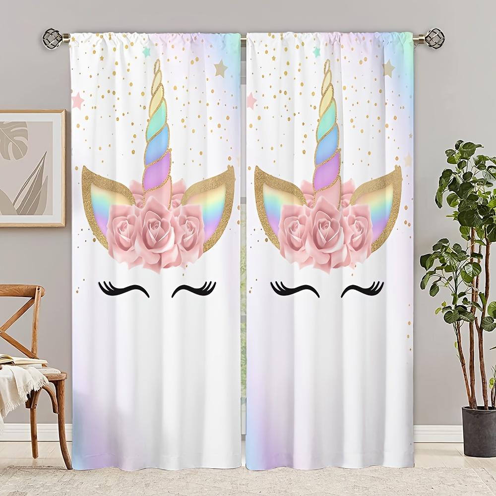 Colorful Unicorn Horse Mermaid Girl Children Window Curtain Blinds Living Room Kids Bedroom Kitchen Door Home Decor Bathroom2Pcs