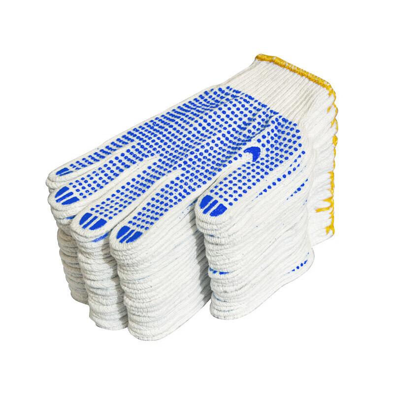 Labor Protection Gloves, Dotted Work Gloves, Thickened Wear-Resistant Non-Slip Construction Site Work Gloves, Blue Dotted Plastic, 24 Pairs