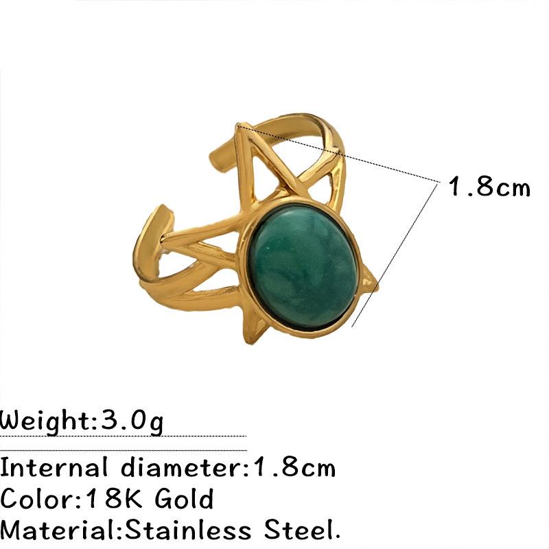 European-American Retro French Natural Stone Stainless Steel Ring Set