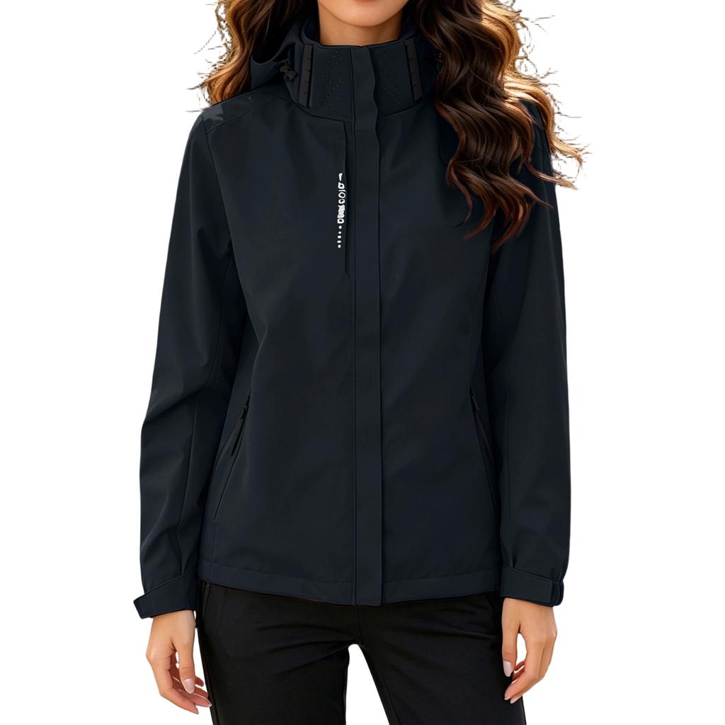 Chaqueta Ligera de una Sola Capa para Mujer para Exteriores, Cortavientos Impermeable, Chaqueta Exterior con Capucha Ajustable y Bolsillos con Cremallera para Primavera Otoño