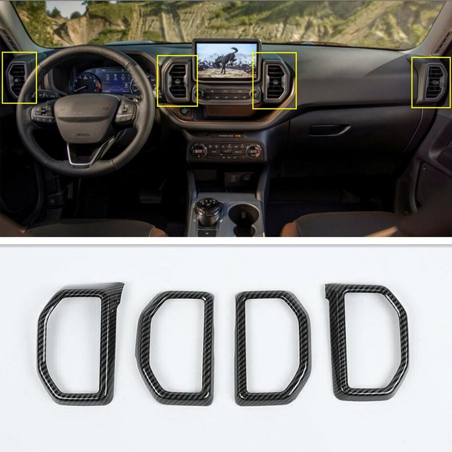 For Ford Bronco Sport 2021 2022 Carbon Interior Air Vent Cover AC Outlet Trim 4P