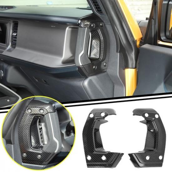 Center Console Side Handle Grab Trim Cover For Ford Bronco + Carbon Fiber