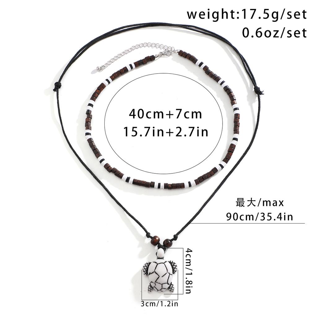 Collar de Cadena de Cuerda y Cuentas Vintage con Colgante de Tortuga para Mujer Gargantilla de Cuentas de Madera en Capas en Accesorios para el Cuello Regalos