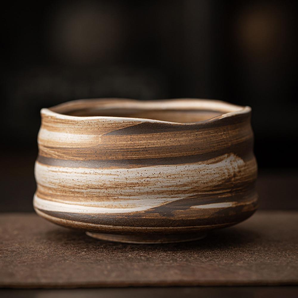 Smooth Matcha Bowl Ceramic Tea Salad Soup Bowl Traditional Tea-Making Tool  for Tea Set Accessories