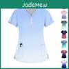 Zip Womens Casual Collar Fashion Gradient Prints Tops Drynurse Top