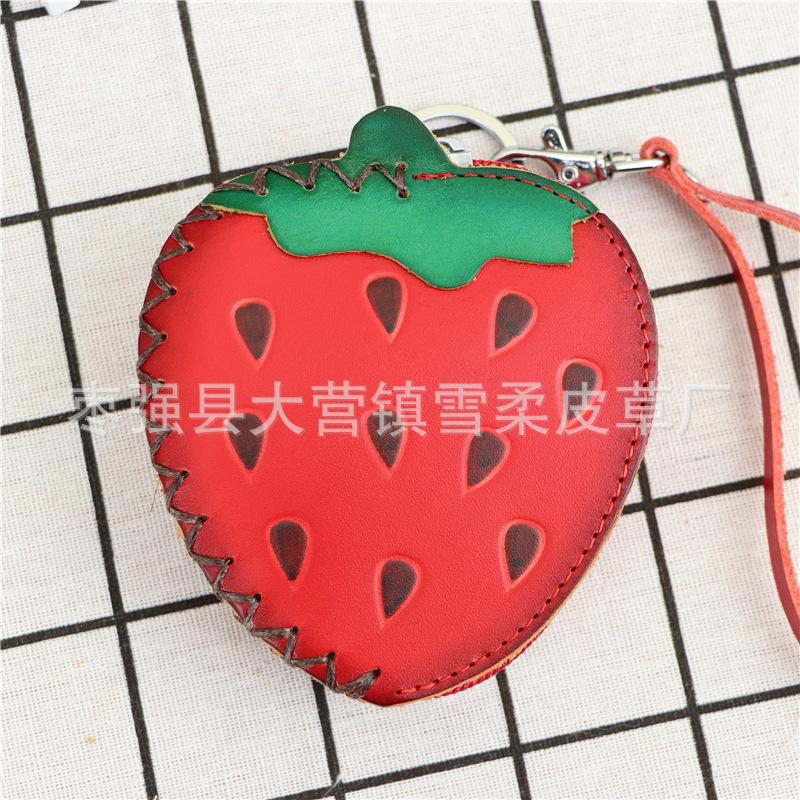 First Layer Cowhide Creative Strawberry Mini Change Bag Fruit Card Bag Key Bag Clutch Bag Children S Handbag