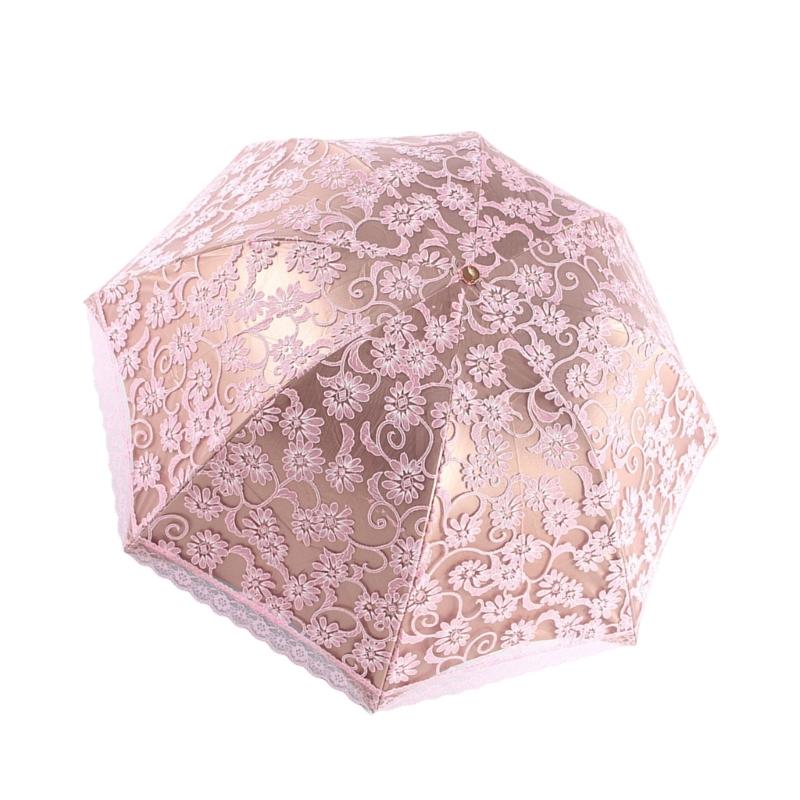 Lace Embroidery Umbrella Retro Coating 3 Folding UV Protection