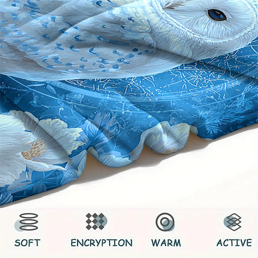 Snowy Owl Print Flannel Blanket, High quality Comfortable for All Seasons, Home Decor, Warmth and Comfort, Perfect for Christmas Gifts