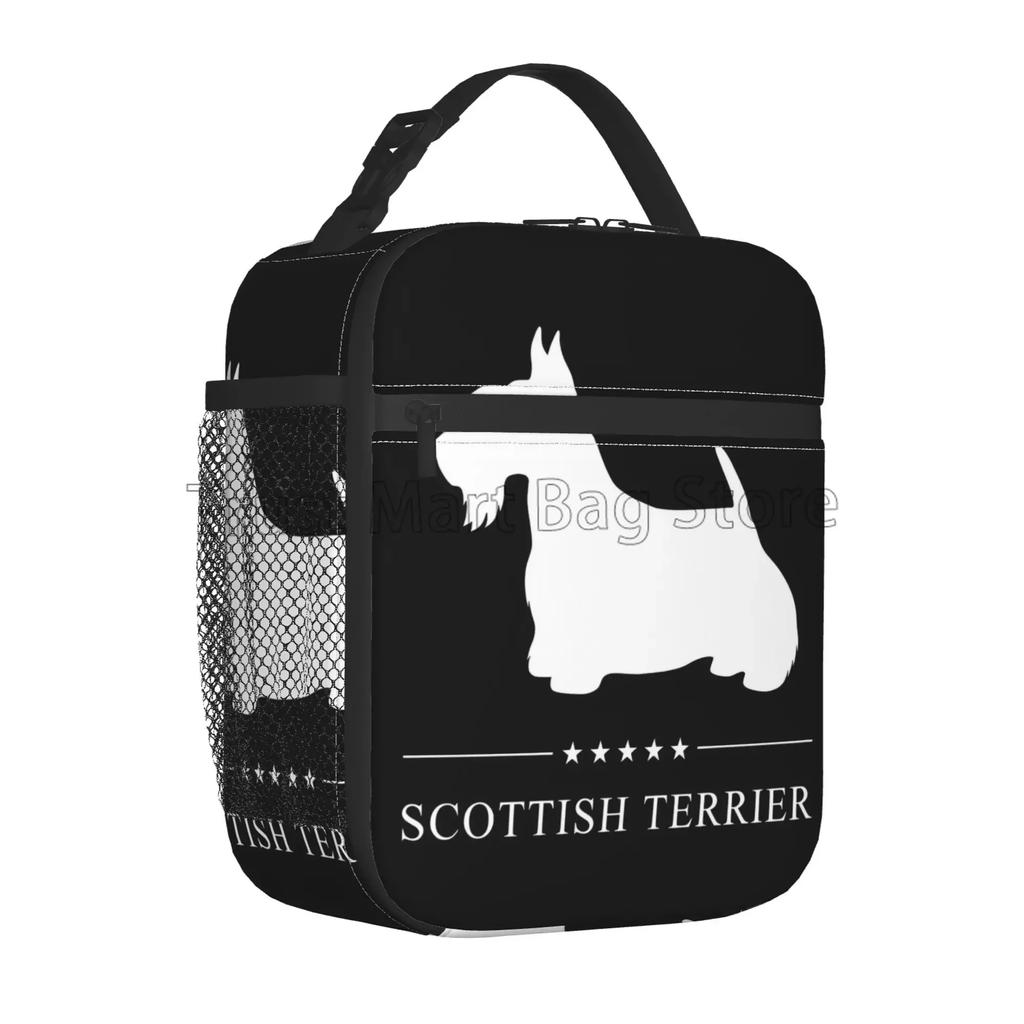 Cute Scottie Dog Pattern Insulated Lunch Bag for Women Boys Girls Reusable Thermal Lunch Tote Box for Work School Travel Picnic