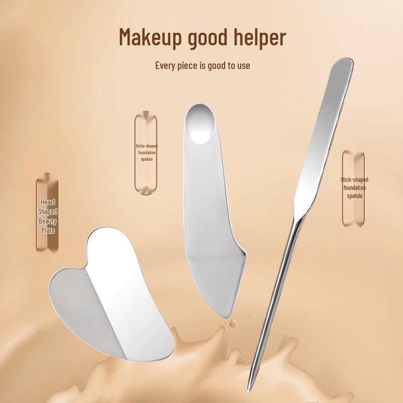 Stainless Steel Foundation & Eye Cream Spatula Set with Beauty Mask Scraper