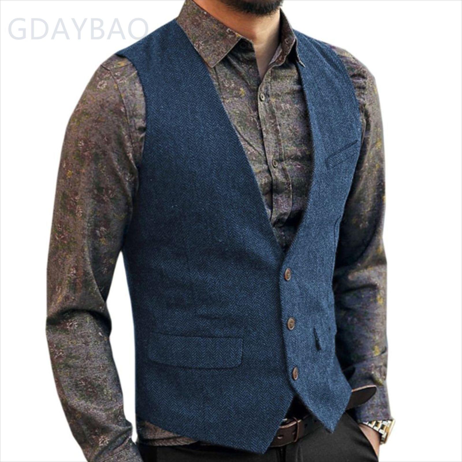 

Мужской повседневный жилет в елочку 2024 - Новый британский стиль Small