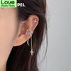 Latest Women Voguish Stylish Zircon Stone Crystalline Moon Star Clip Earrings Minimalist Minimalist Fake Cartilage Long Tassel Ear Cuff JewelryFashion