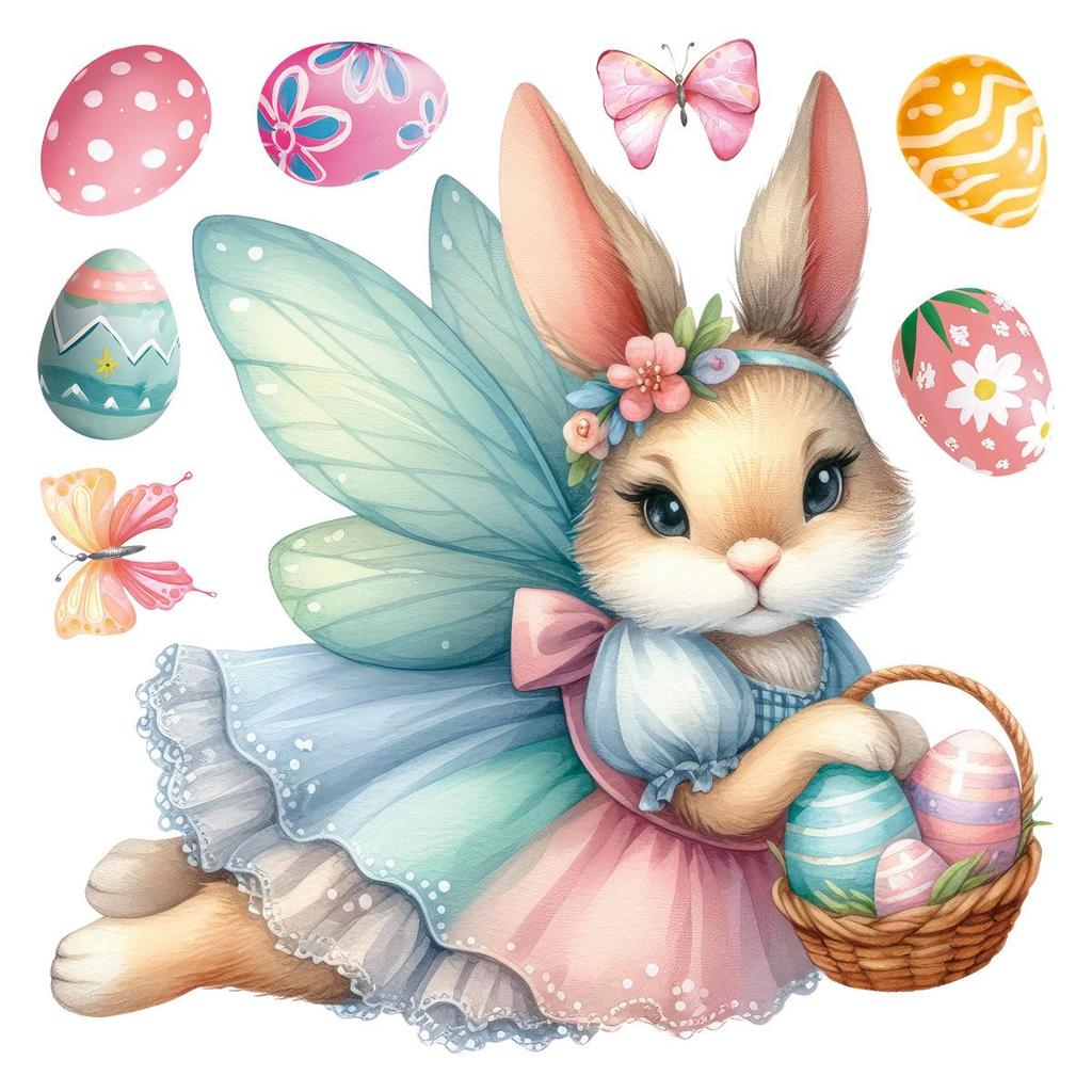 Easter Bunny Angel Electrostatic Stickers for Glass and Shop Windows - 2026