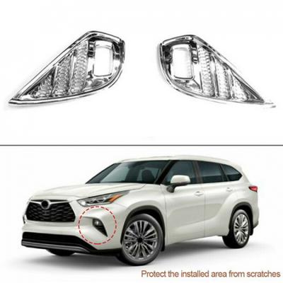 ABS Chrome 2X Front Fog Lamp Light Cover Trim For Toyota Highlander 2021 2022