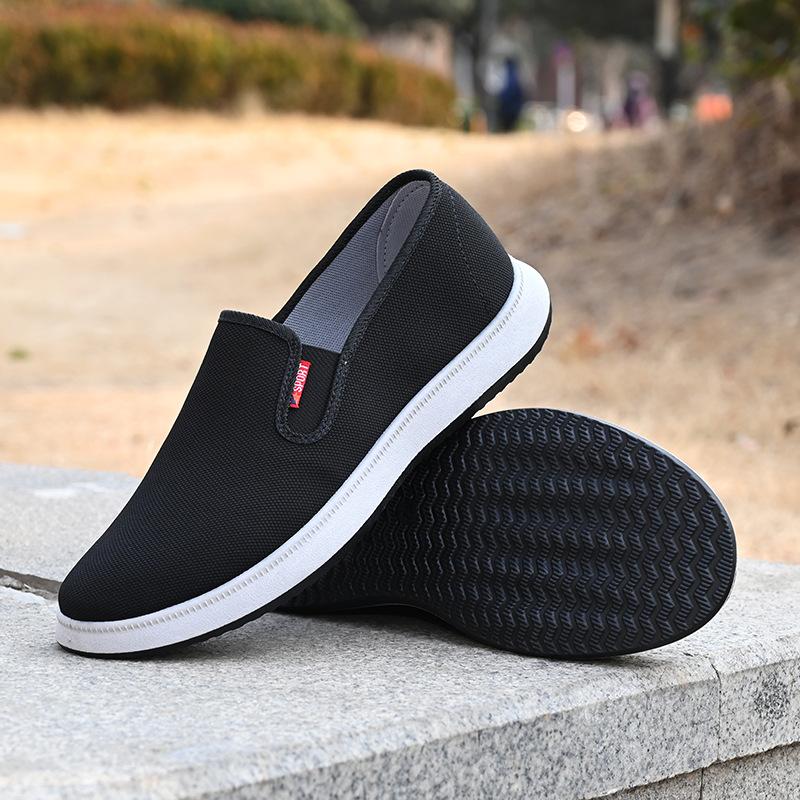 

2025 мужская обувь парусиновые туфли ****** и осенние дышащие туфли на подошве из дерьма полностью черные рабочие туфли для пожилых людей старые ******* тканевые туфли 39