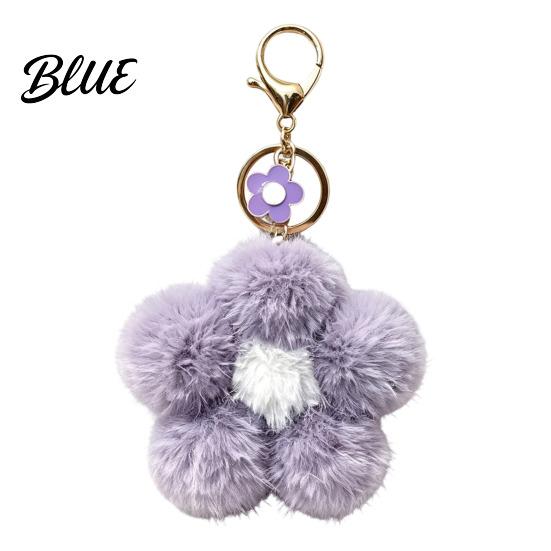 Lightweight Bag Charm Plush Flower Keychain for Backpack, Fuzzy Floral Keyring Decorative Pendant Charm, Women Girls Handbags Accessory Keys