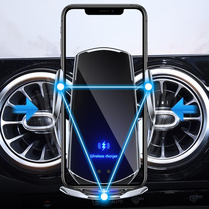Suporte automotivo premium para celular, carregador sem fio, abertura por indução, fechamento de navegação, estrutura de fixação, suporte automático