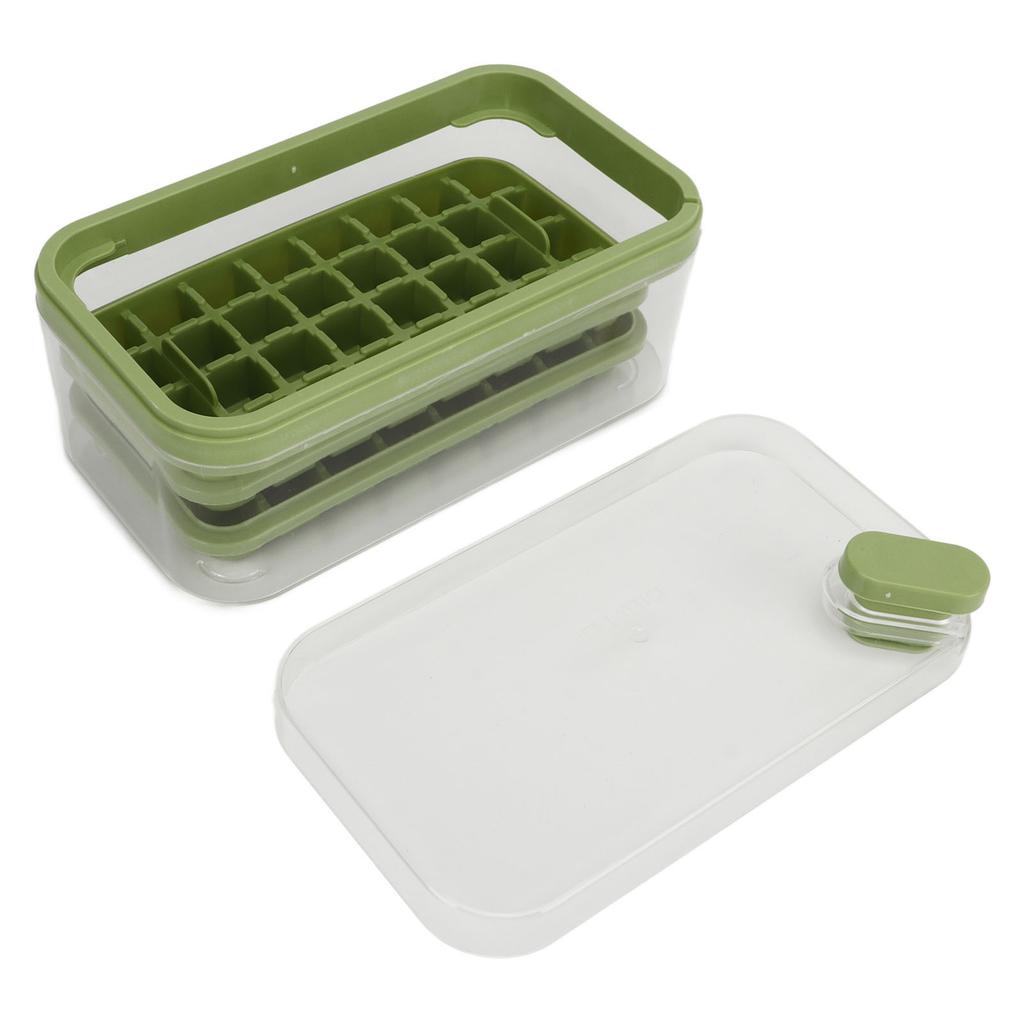 Ice Cubes Tray 32 Grids Double Layer Easy Release Ice Maker Mold with Bin Lid for Cocktail Whiskey Coffee