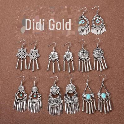 Boucles d'oreilles à pampilles de style palais chinois rétro: Bijoux ethniques tibétains en argent Hanfu
