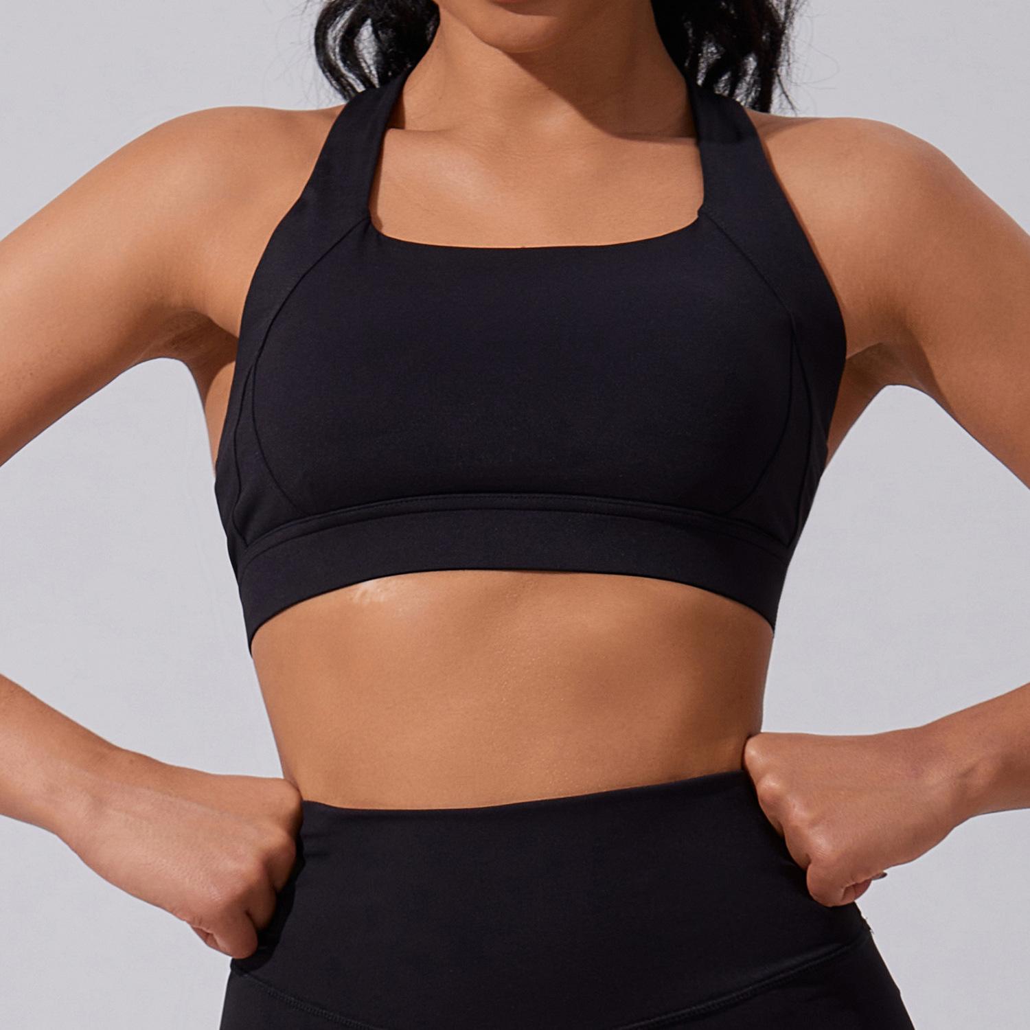 

Women s High Impact Buttery Soft Sports Bra High Stretch Shockproof Racerback Yoga Tank Top Gym Running Fitness Athletic Underwear S чёрный